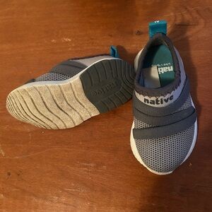 Native Gray and Blue Slip-On Sneakers with Mesh Upper